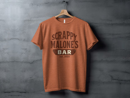 Scrappy Malone's Bar Est 2025 Vintage Logo T-Shirt | Retro Pub Graphic Tee T-shirt - Scrappy Malone's Bar 100-Proof Humor - Cloud 16 Clothing Co.