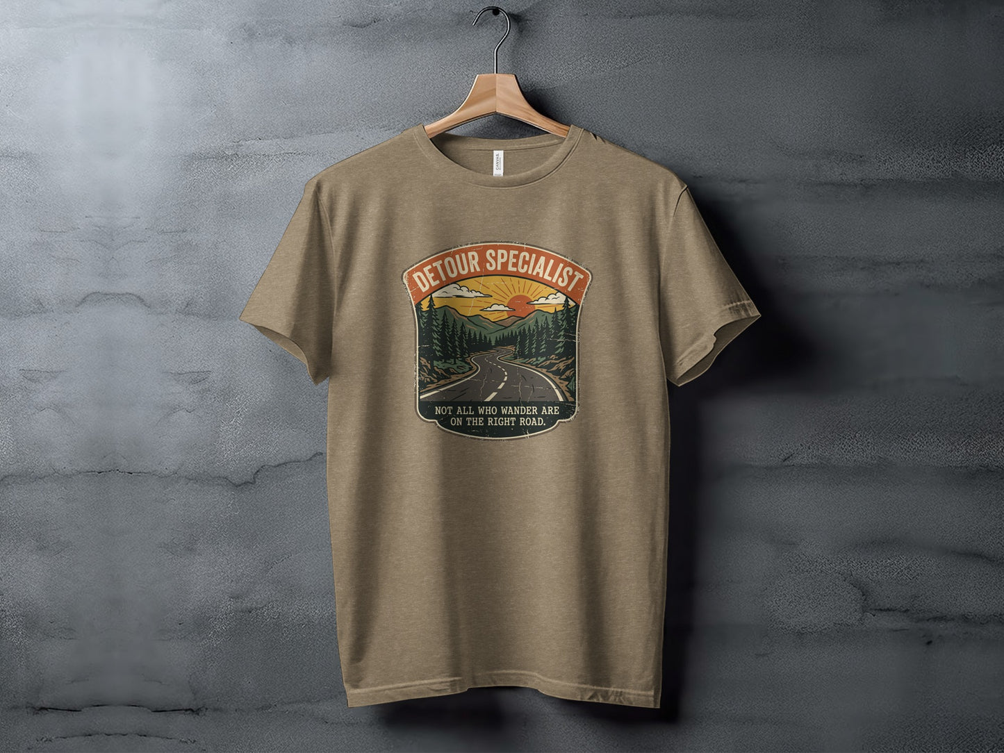 Heritage Detour Specialist Vintage Graphic Nomad Tee: T-shirt with "Detour Specialist" and sunset road graphic.