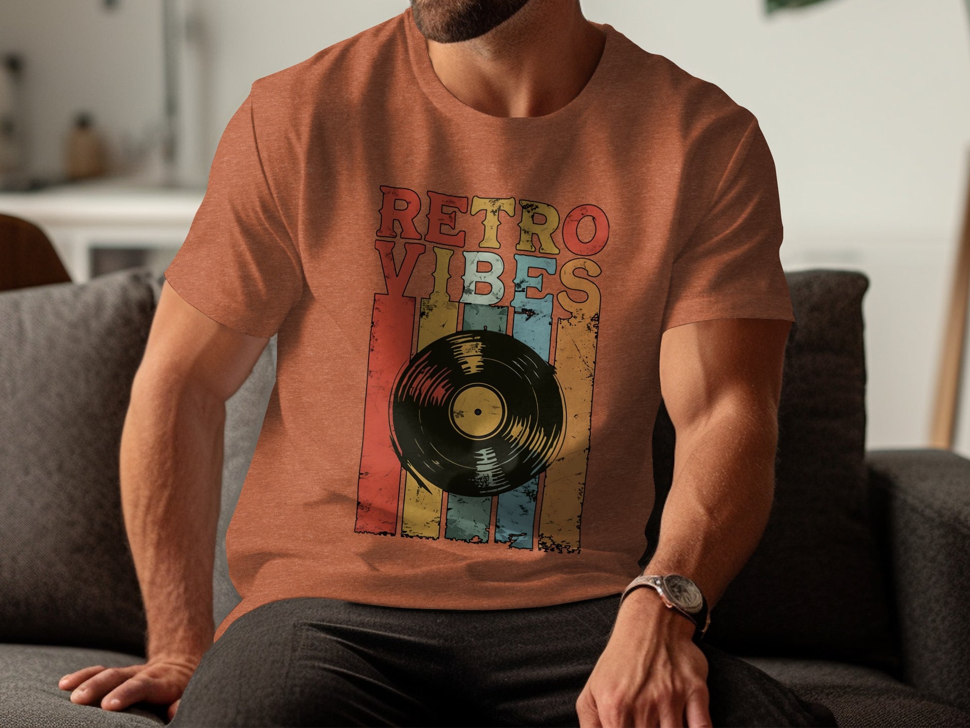 Retro Vibes Vinyl Record Graphic T-Shirt Product