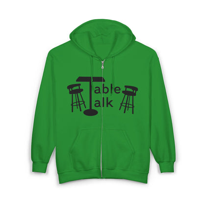 Table Talk Hoodie - Bar Stool Conversation Zip-Up Sweatshirt