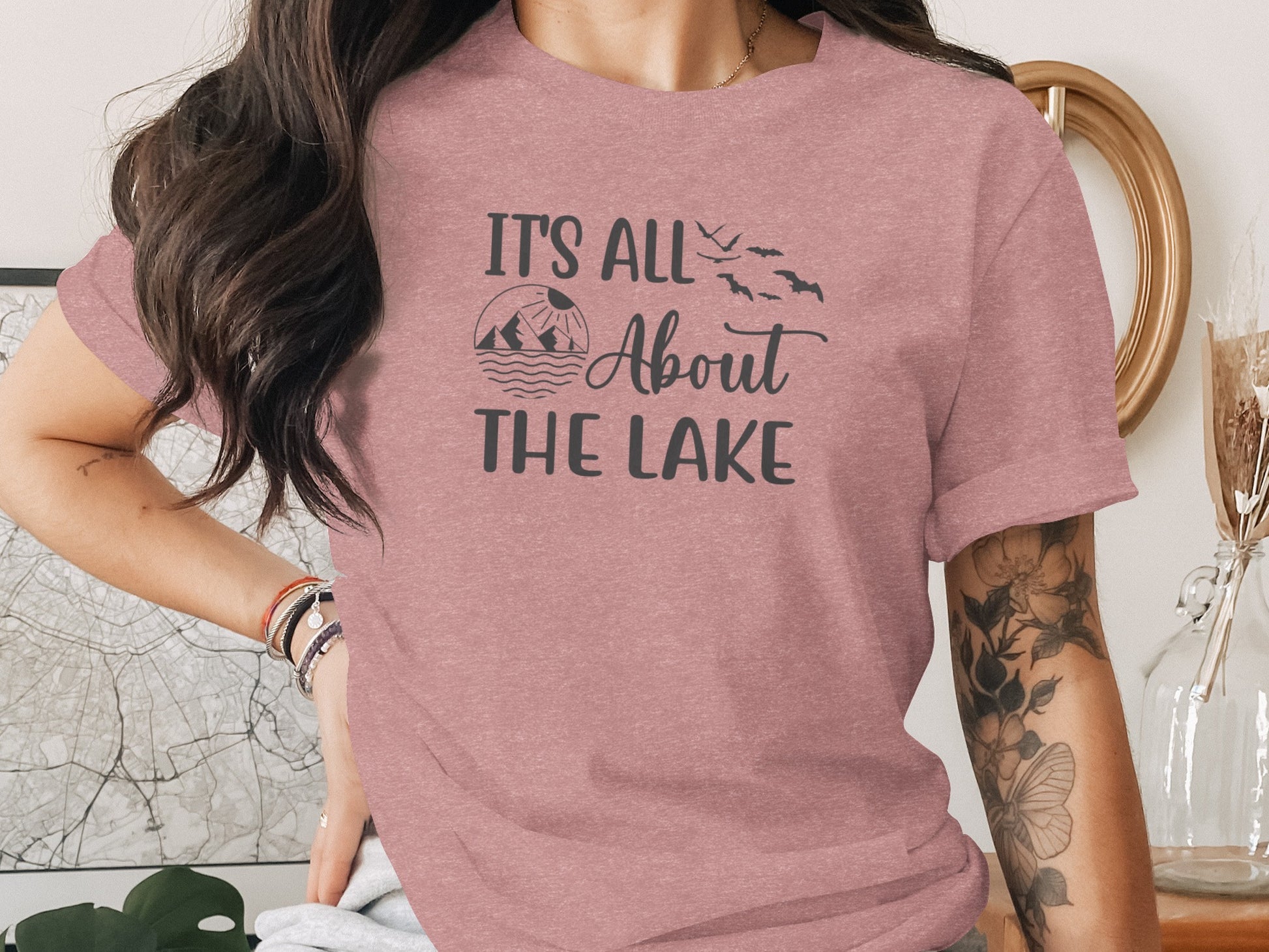 It's All About The Lake Mountain and Birds Graphic T-Shirt T-Shirt - Outdoor & Adventure Collection - Mile Marker 16 Gear by Cloud 16 Clothing Co.