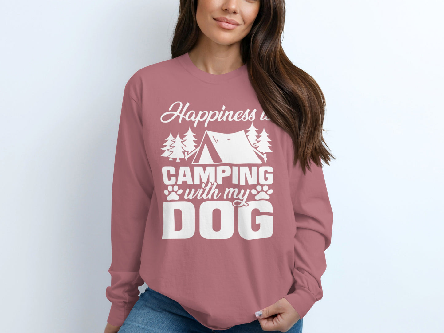 Happiness Is Camping with My Dog Long Sleeve Shirt