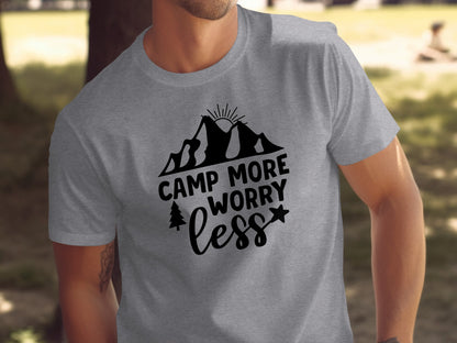 Camp More Worry Less Adventure Outdoors Lifestyle T-Shirt T-Shirt - Outdoor & Adventure Collection - Mile Marker 16 Gear by Cloud 16 Clothing Co.