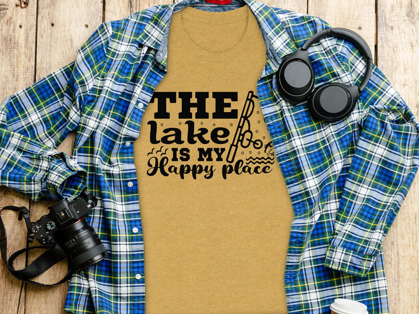 The Lake Is My Happy Place Fishing Illustration T-Shirt T-Shirt - Outdoor & Adventure Collection - Mile Marker 16 Gear by Cloud 16 Clothing Co.