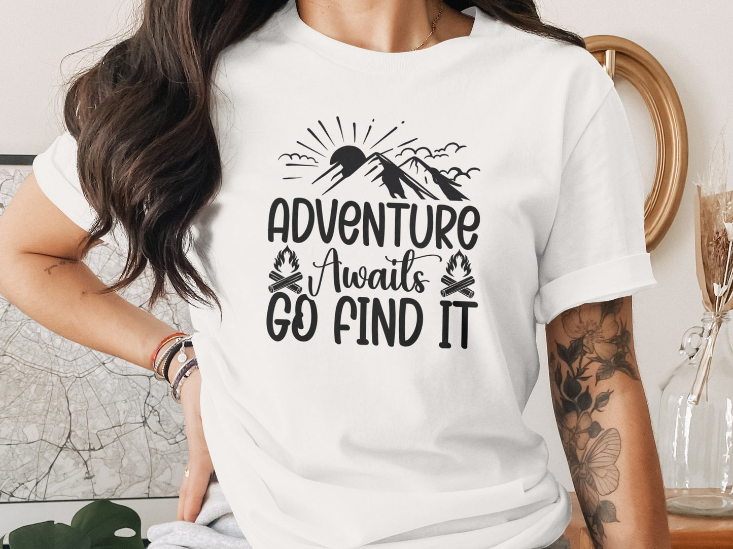 Adventure Awaits Go Find It Outdoorsy Graphic T-Shirt T-Shirt - Outdoor & Adventure Collection - Mile Marker 16 Gear by Cloud 16 Clothing Co.
