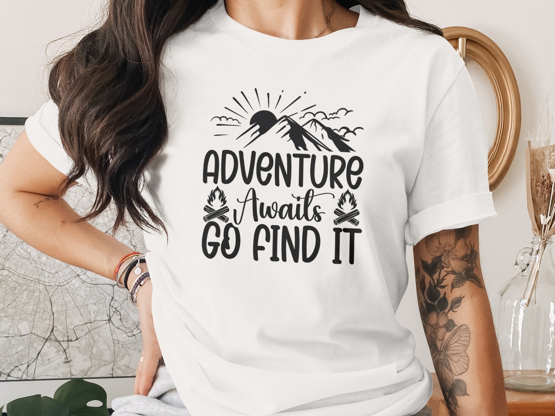 Adventure Awaits Go Find It Outdoorsy Graphic T-Shirt T-Shirt - Outdoor & Adventure Collection - Mile Marker 16 Gear by Cloud 16 Clothing Co.