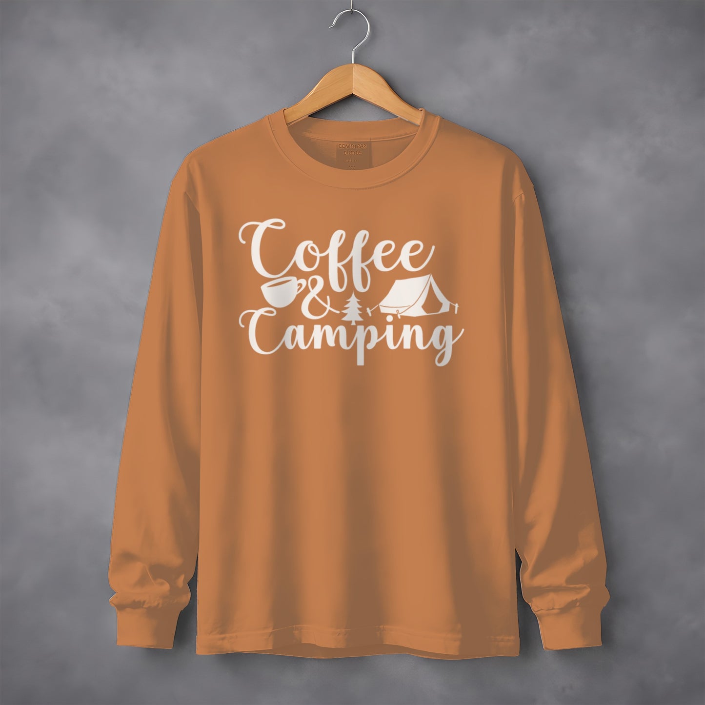 Coffee and Camping Adventure Design Long Sleeve T-Shirt Long Sleeve Tee - Outdoor & Adventure Collection - Mile Marker 16 Gear by Cloud 16 Clothing Co.