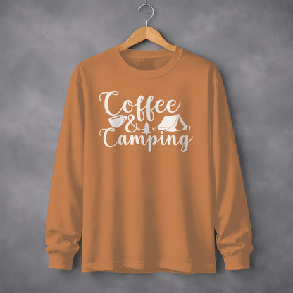 Coffee and Camping Adventure Design Long Sleeve T-Shirt Long Sleeve Tee - Outdoor & Adventure Collection - Mile Marker 16 Gear by Cloud 16 Clothing Co.