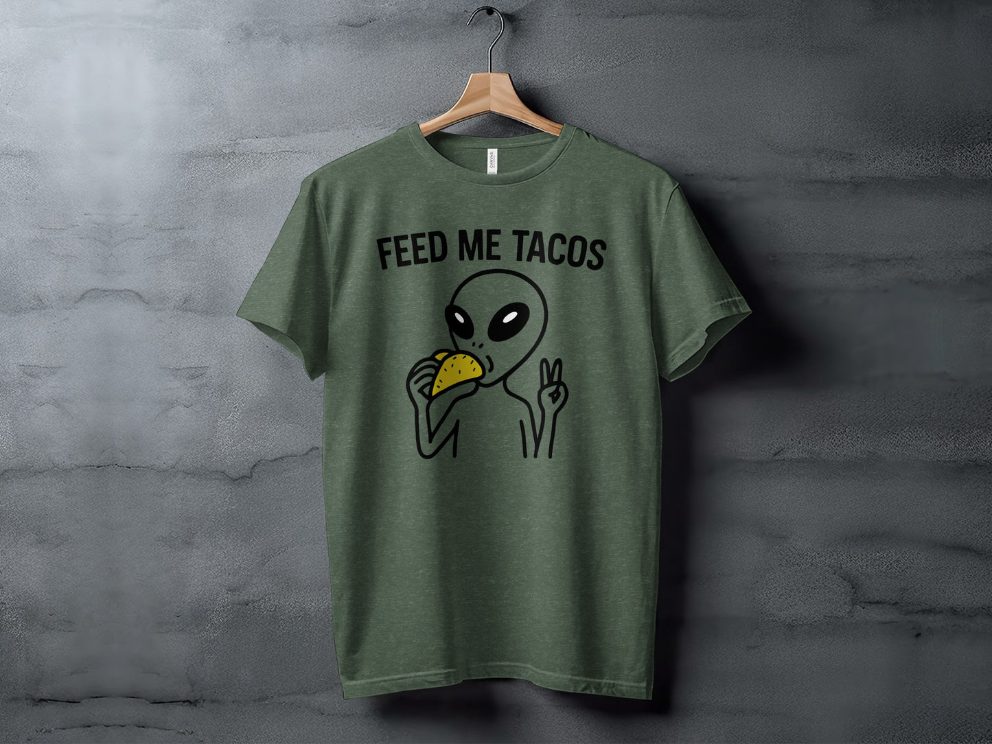 Feed Me Tacos Alien Graphic Tee Shirt Apparel