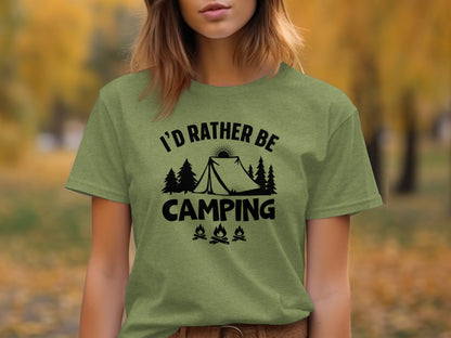 Id Rather Be Camping Tent Forest Fire Gift Idea T-Shirt T-Shirt - Outdoor & Adventure Collection - Mile Marker 16 Gear by Cloud 16 Clothing Co.