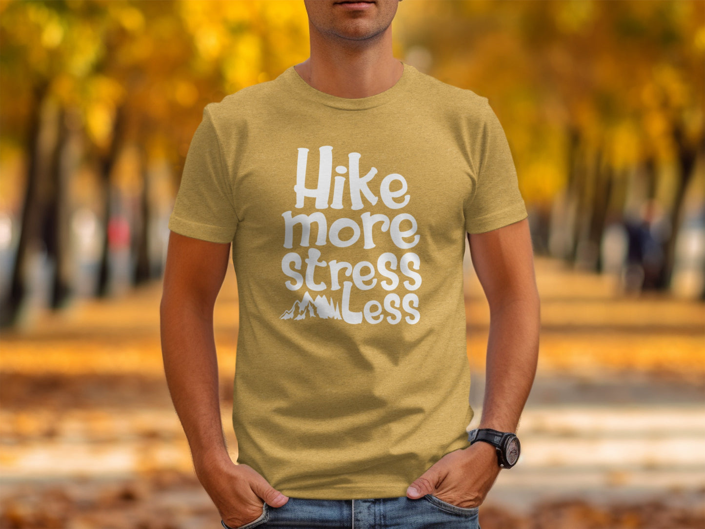 Hike More Stress Less Outdoor Adventure Design T-Shirt T-Shirt - Outdoor & Adventure Collection - Mile Marker 16 Gear by Cloud 16 Clothing Co.