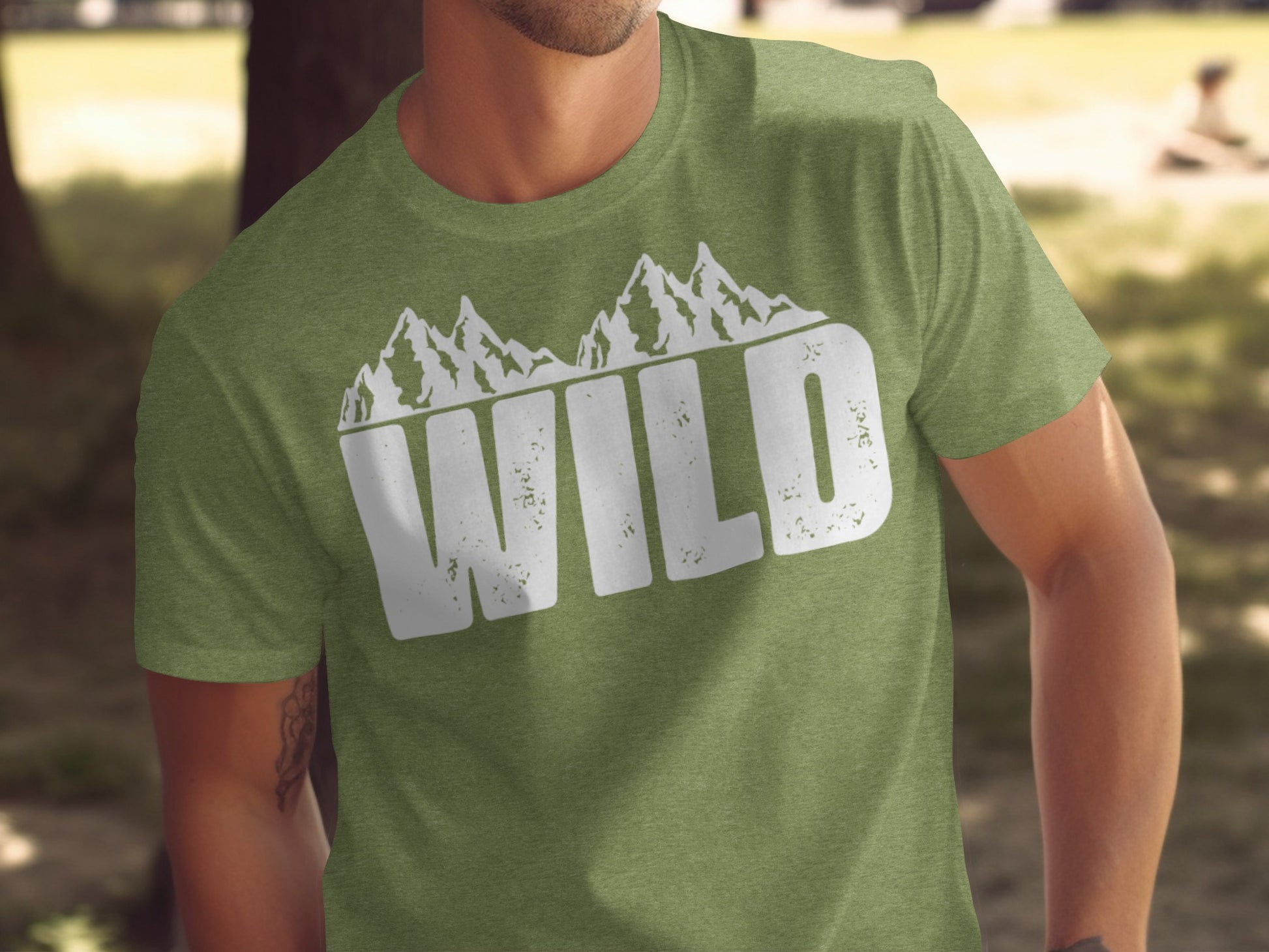 White Wild Text with Mountains Graphic Design T-Shirt T-Shirt - Outdoor & Adventure Collection - Mile Marker 16 Gear by Cloud 16 Clothing Co.