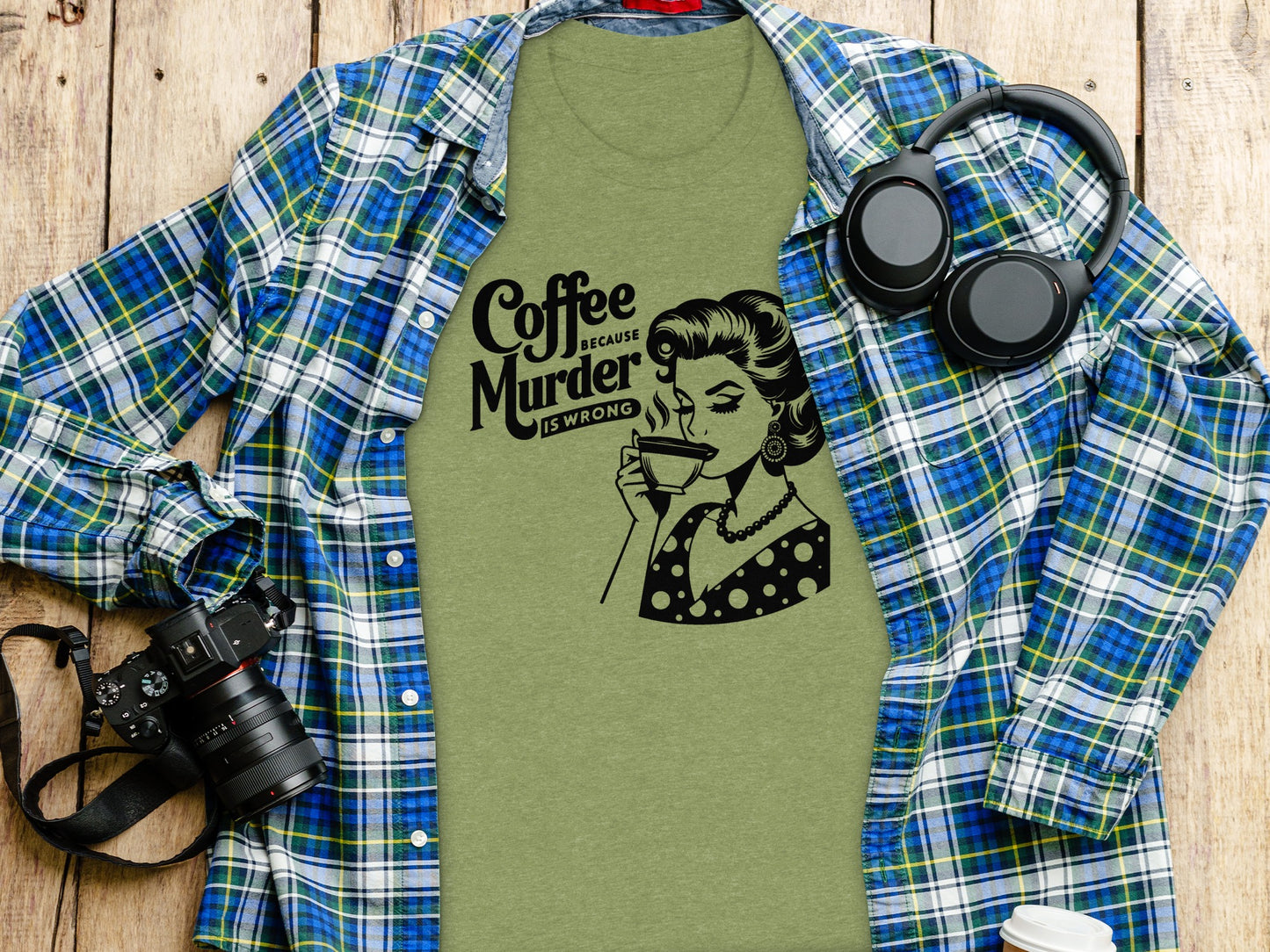 Coffee Because Murder Is Wrong Graphic Tee Shirt