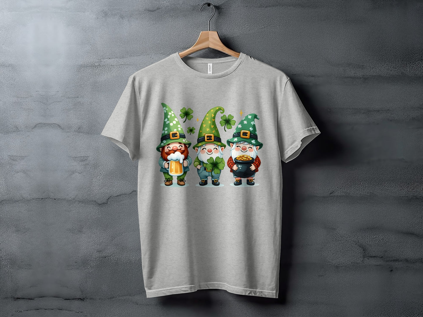 St Patricks Day Gnome Trio Graphic Tee Shirt Product