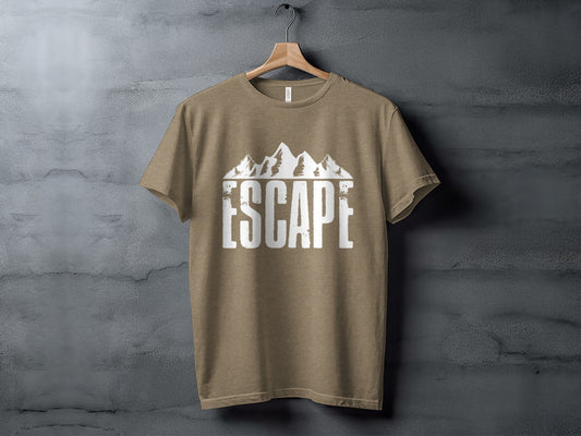 Escape Into The Mountains Outdoor Adventure Design T-Shirt T-Shirt - Outdoor & Adventure Collection - Mile Marker 16 Gear by Cloud 16 Clothing Co.