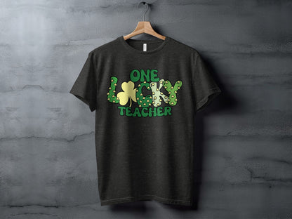One Lucky Teacher Graphic T-Shirt Educational Apparel