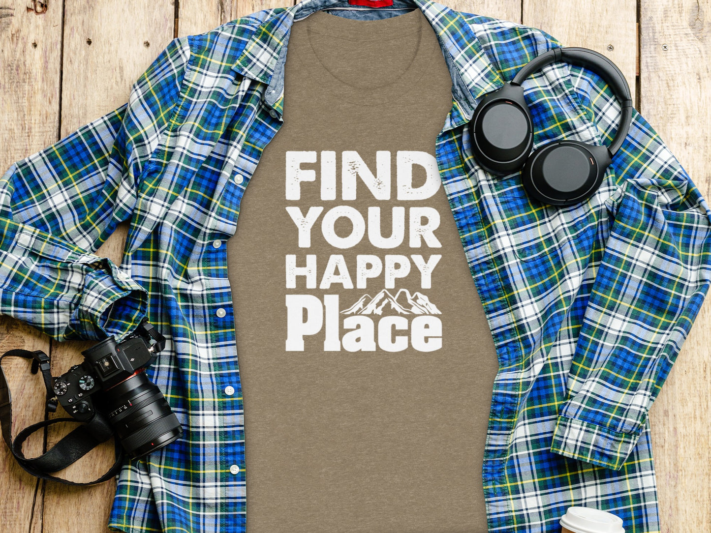 Find Your Happy Place with Mountain T-Shirt T-Shirt - Outdoor & Adventure Collection - Mile Marker 16 Gear by Cloud 16 Clothing Co.
