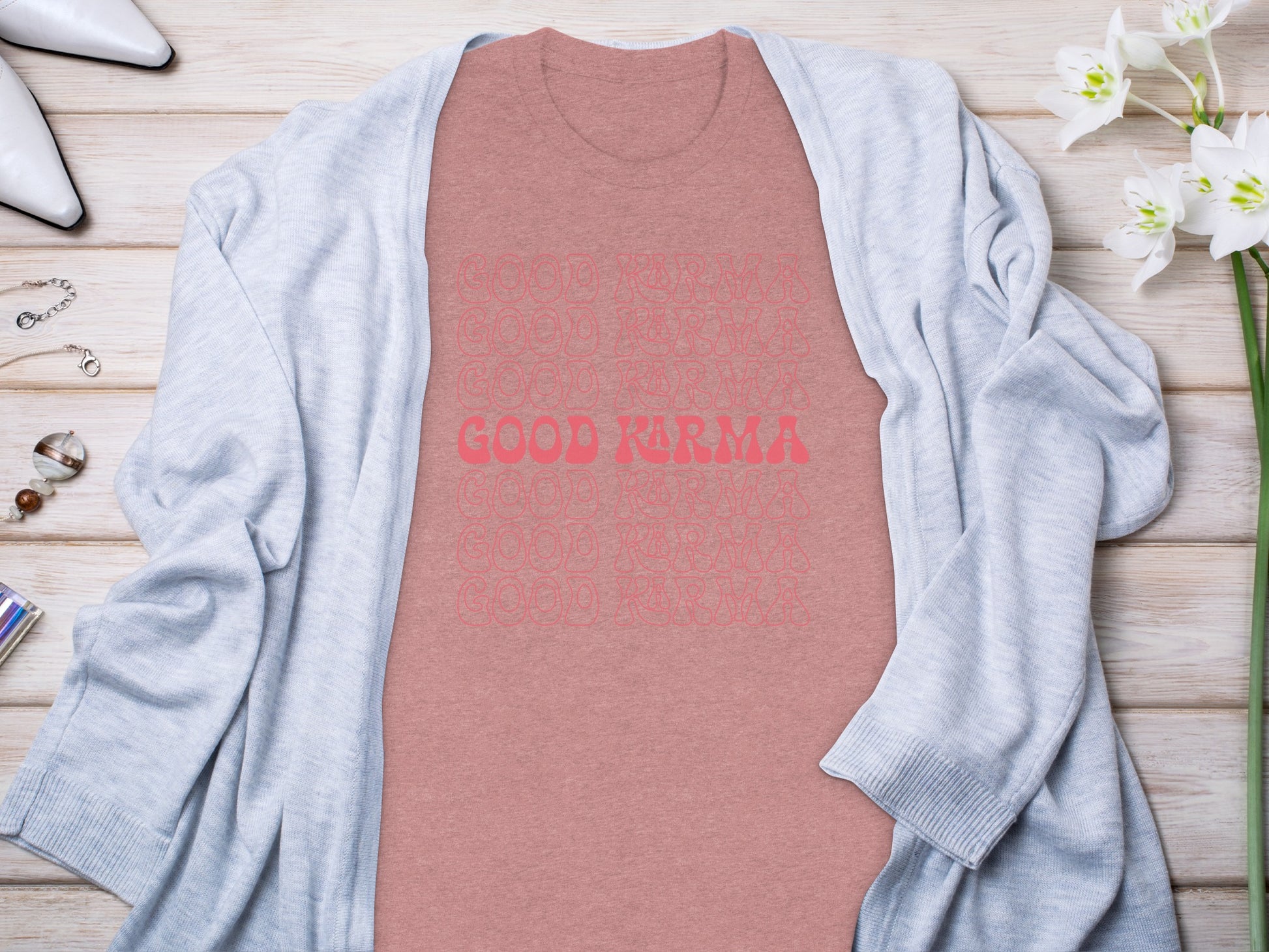 Good Karma Graphic Tee Positive Vibes Statement Shirt