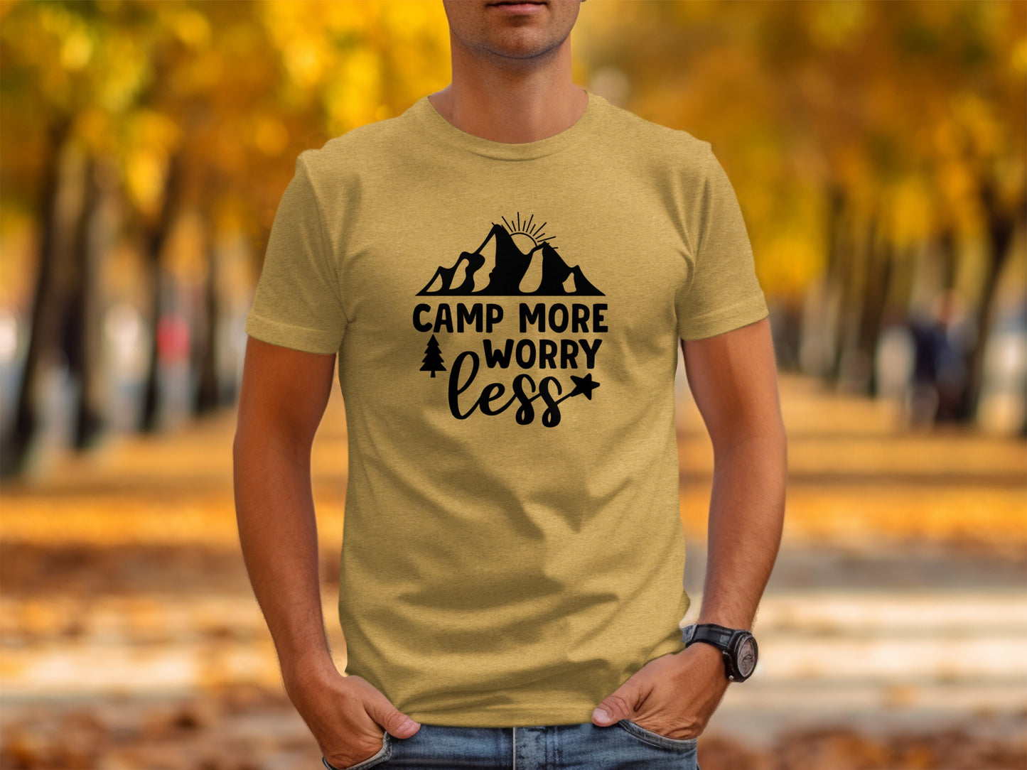 Camp More Worry Less Adventure Outdoors Lifestyle T-Shirt T-Shirt - Outdoor & Adventure Collection - Mile Marker 16 Gear by Cloud 16 Clothing Co.