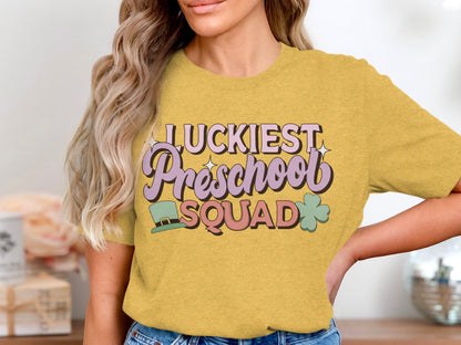 Luckiest Preschool Squad Graphic Tee Shirt