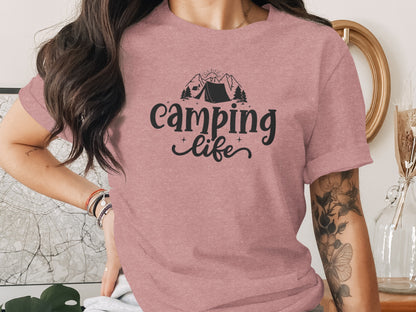 Camping Life Camping Tent Mountain Camping Outdoors T-Shirt T-Shirt - Outdoor & Adventure Collection - Mile Marker 16 Gear by Cloud 16 Clothing Co.