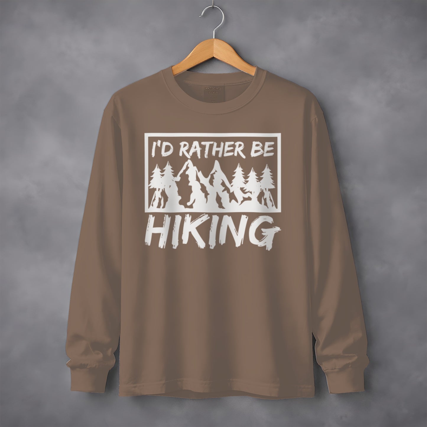 I'd Rather Be Hiking Mountain Graphic Long Sleeve T-Shirt Long Sleeve Tee - Outdoor & Adventure Collection - Mile Marker 16 Gear by Cloud 16 Clothing Co.