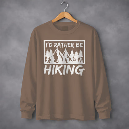 I'd Rather Be Hiking Mountain Graphic Long Sleeve T-Shirt Long Sleeve Tee - Outdoor & Adventure Collection - Mile Marker 16 Gear by Cloud 16 Clothing Co.
