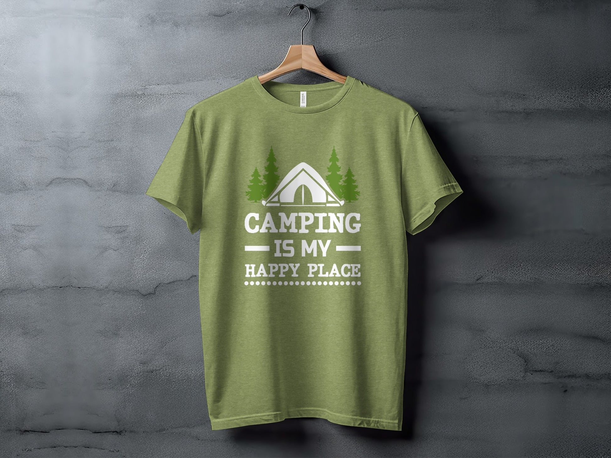 Camping Is My Happy Place Tent And Trees Graphic T-Shirt T-Shirt - Outdoor & Adventure Collection - Mile Marker 16 Gear by Cloud 16 Clothing Co.