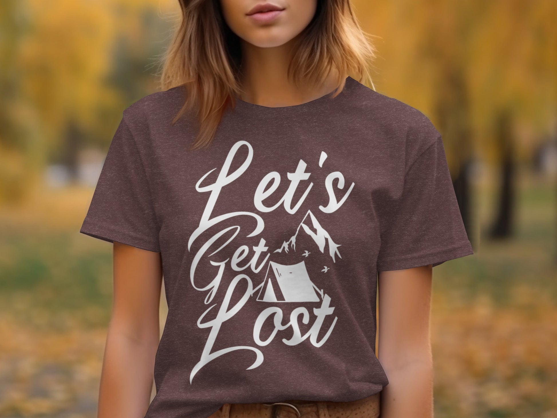 Lets Get Lost Tent and Mountain Graphic Design T-Shirt T-Shirt - Outdoor & Adventure Collection - Mile Marker 16 Gear by Cloud 16 Clothing Co.