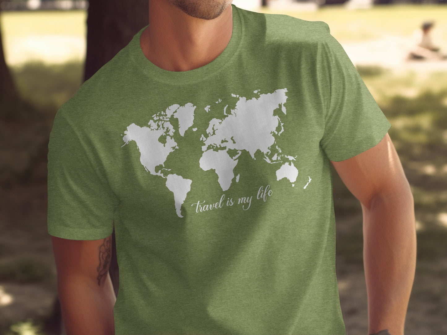 World Map Travel is My Life Graphic Design T-Shirt T-Shirt - Outdoor & Adventure Collection - Mile Marker 16 Gear by Cloud 16 Clothing Co.