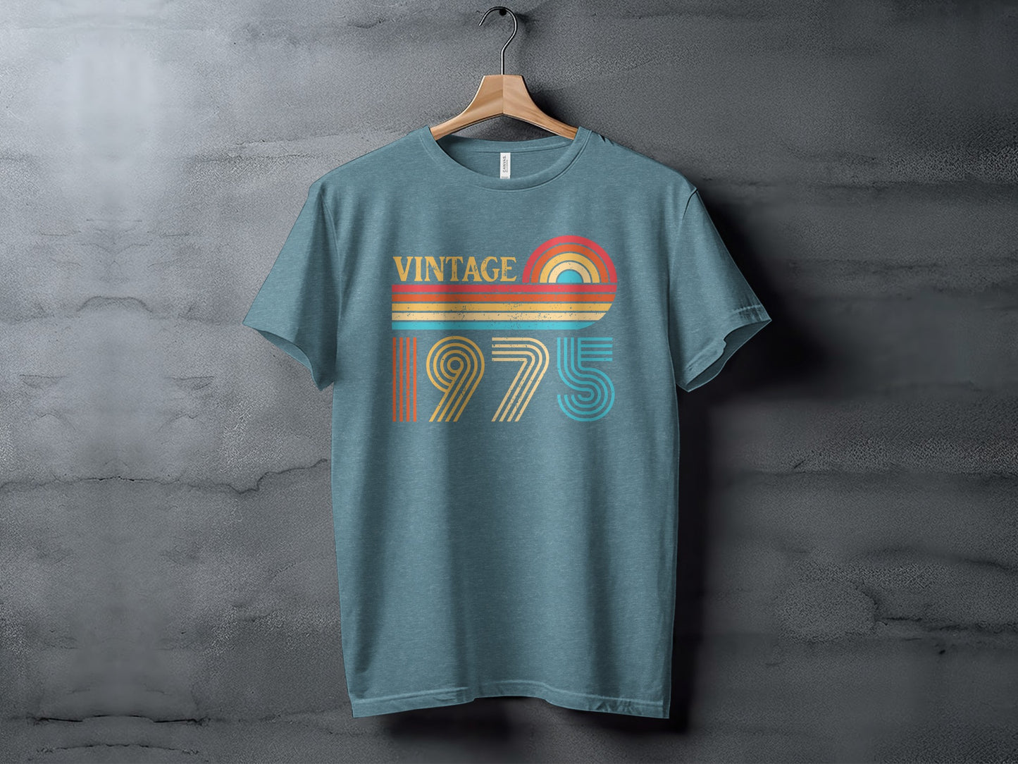 Vintage 1975 Graphic Teal T-Shirt Retro Style Apparel