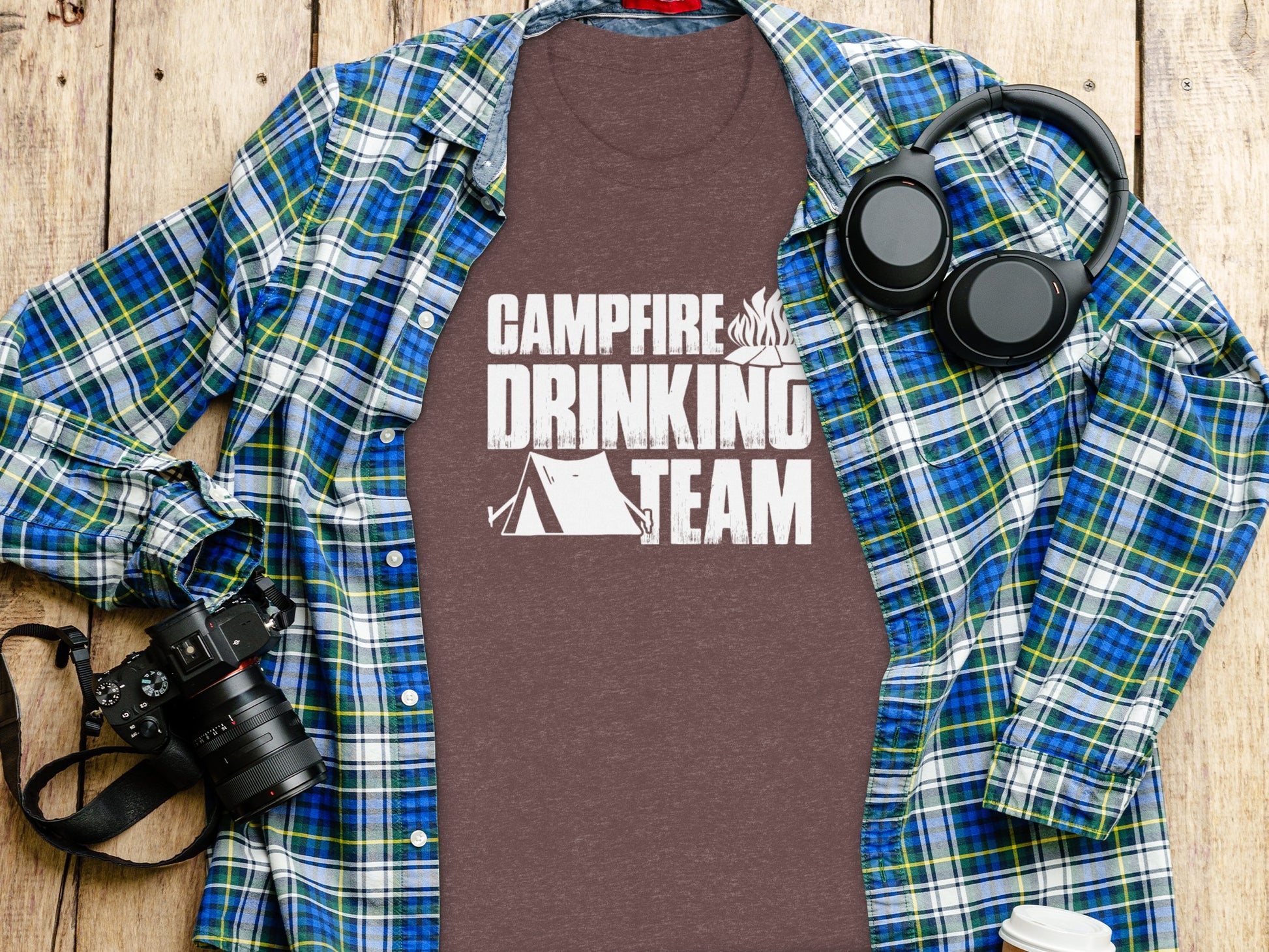 Campfire Drinking Team Tent Design Camping Adventure T-Shirt T-Shirt - Outdoor & Adventure Collection - Mile Marker 16 Gear by Cloud 16 Clothing Co.