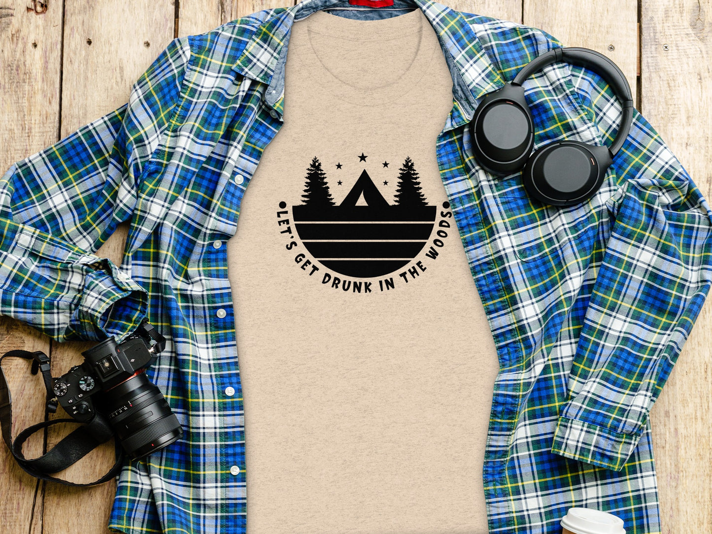 Let's Get Drunk In The Woods Camping Adventure T-Shirt T-Shirt - Outdoor & Adventure Collection - Mile Marker 16 Gear by Cloud 16 Clothing Co.
