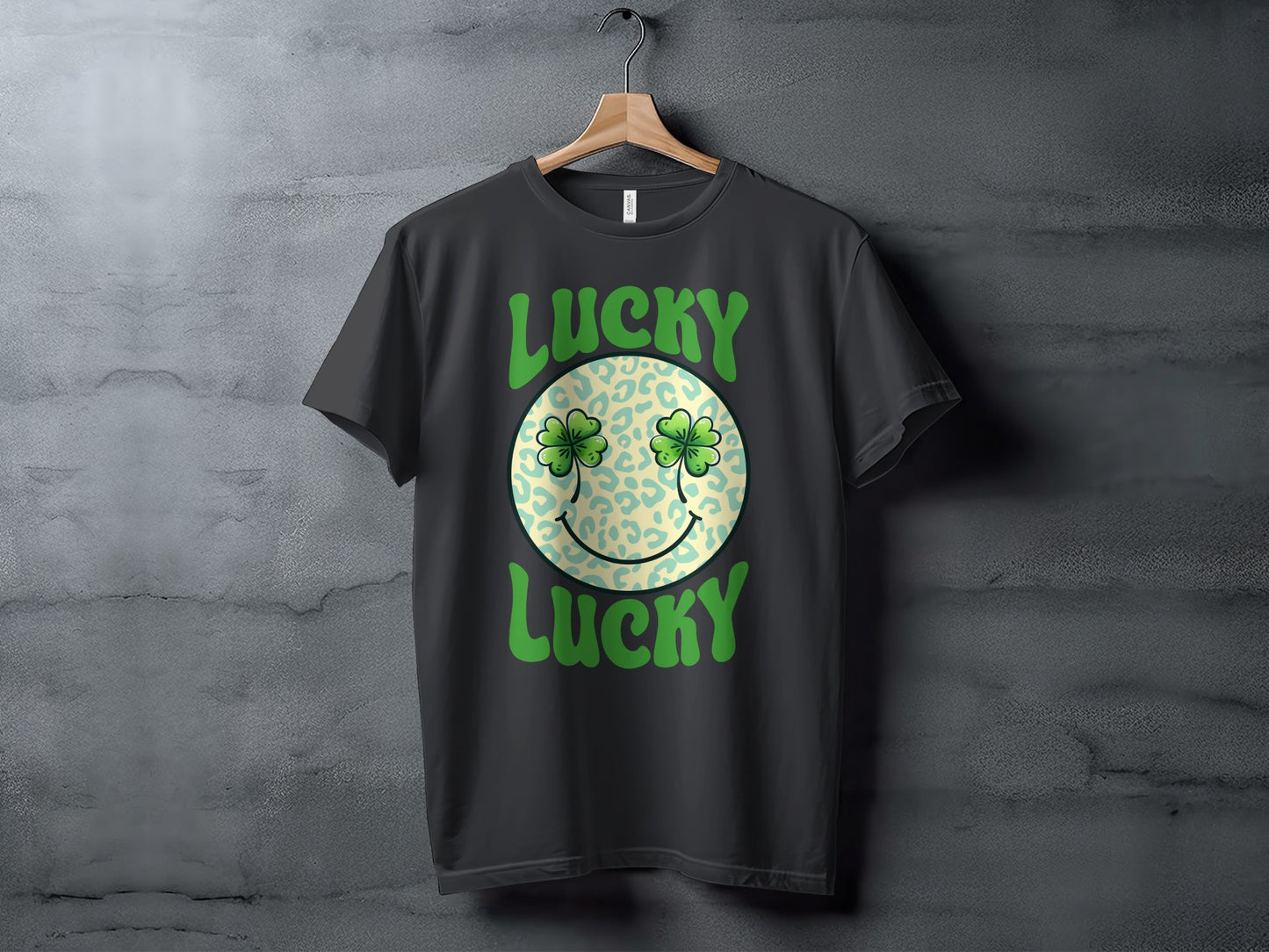 Lucky Clover Smiley Face Graphic T-Shirt