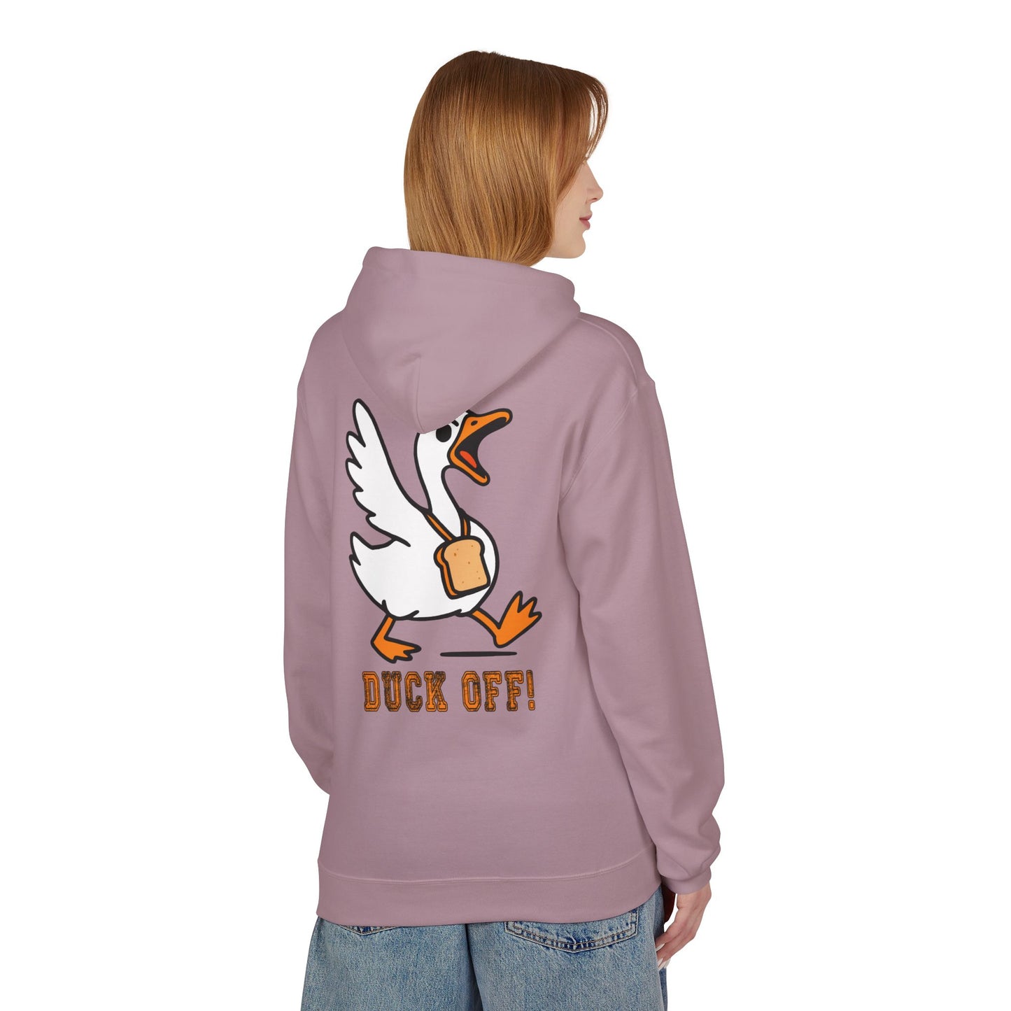 Duck Off Funny Hoodie - Unisex Fleece Pullover for Animal Lovers