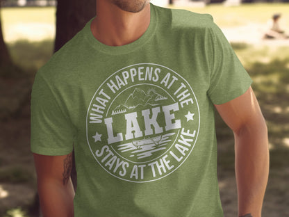 What Happens At The Lake Stays At The Lake Graphic T-Shirt T-Shirt - Outdoor & Adventure Collection - Mile Marker 16 Gear by Cloud 16 Clothing Co.