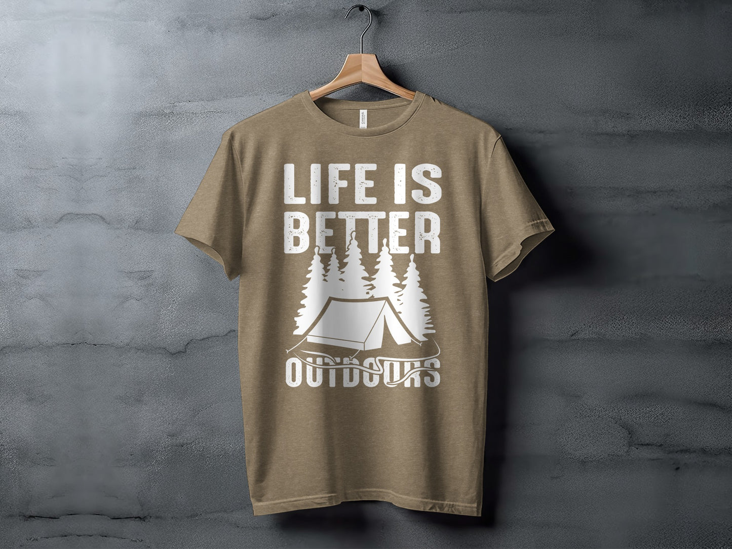 Life Is Better Outdoors Camping Tent Graphic Novelty T-Shirt T-Shirt - Outdoor & Adventure Collection - Mile Marker 16 Gear by Cloud 16 Clothing Co.