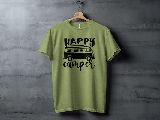 Happy Camper Volkswagen Van Road Trip Vacation T-Shirt T-Shirt - Outdoor & Adventure Collection - Mile Marker 16 Gear by Cloud 16 Clothing Co.