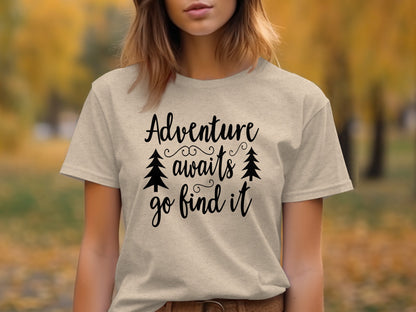 Adventure Awaits Go Find It Design With Trees T-Shirt T-Shirt - Outdoor & Adventure Collection - Mile Marker 16 Gear by Cloud 16 Clothing Co.