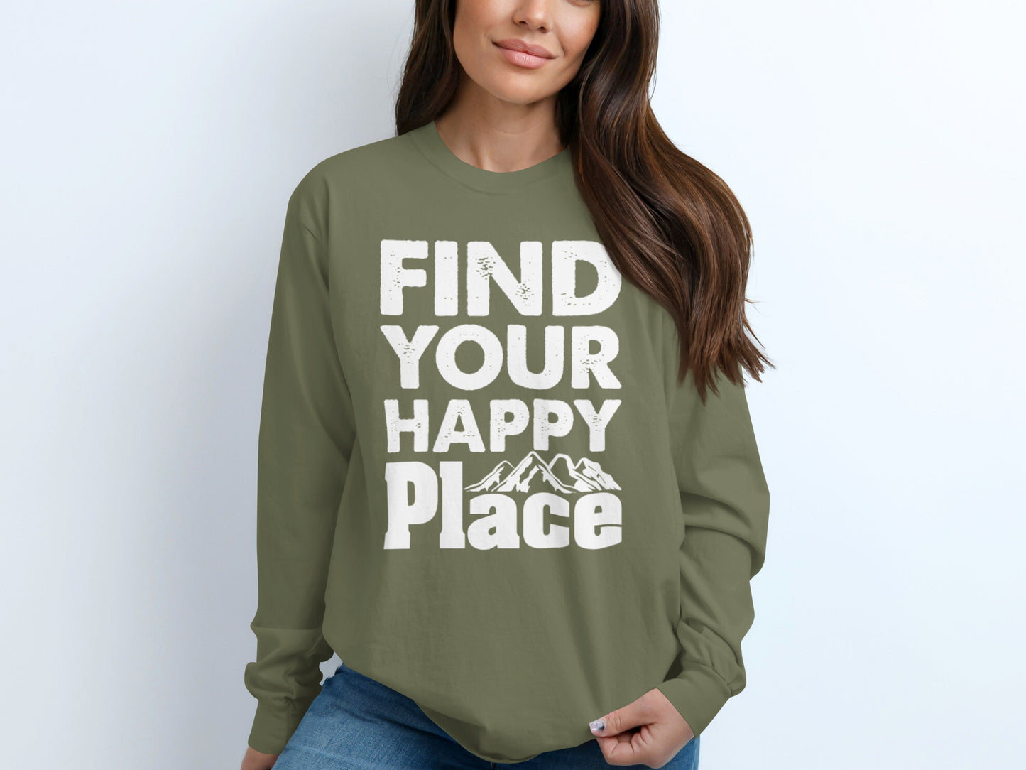 Find Your Happy Place Graphic Long Sleeve Shirt