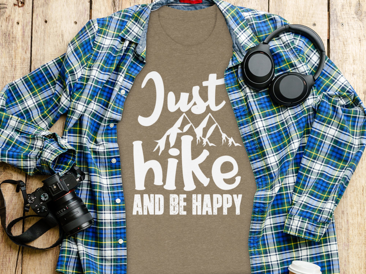 Just Hike Mountains And Be Happy Mountain Lover T-Shirt T-Shirt - Outdoor & Adventure Collection - Mile Marker 16 Gear by Cloud 16 Clothing Co.