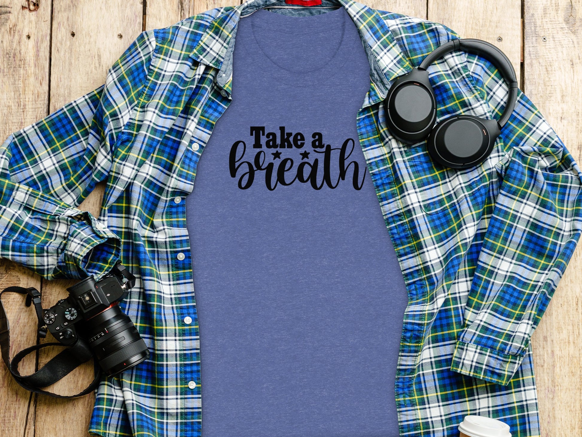 Take a Breath Graphic Two Stars Design Inspiration T-Shirt T-Shirt - Outdoor & Adventure Collection - Mile Marker 16 Gear by Cloud 16 Clothing Co.