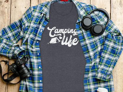 Camping Is Life With Tent And Heart Design T-Shirt T-Shirt - Outdoor & Adventure Collection - Mile Marker 16 Gear by Cloud 16 Clothing Co.