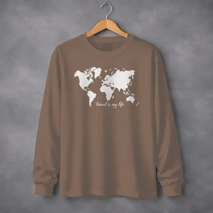 Travel Is My Life World Map Long Sleeve Shirt