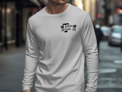 Stylish Table Talk Themed Long Sleeve Shirt Design