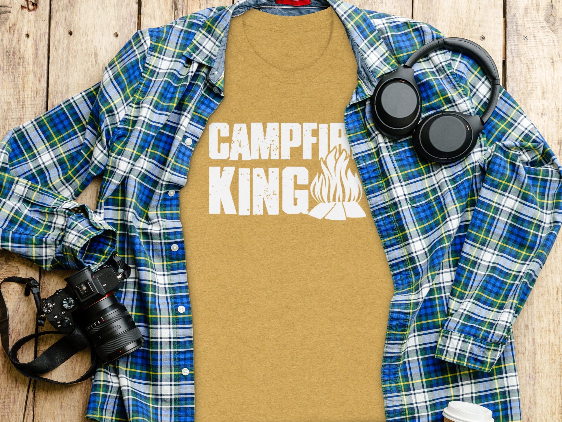 Campfire King Flames Graphic Outdoors Adventure T-Shirt T-Shirt - Outdoor & Adventure Collection - Mile Marker 16 Gear by Cloud 16 Clothing Co.