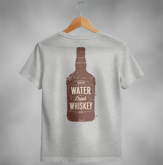 Save Water Drink Whiskey Funny Saying Graphic Bottle T-Shirt T-shirt - Scrappy Malone's Bar 100-Proof Humor - Cloud 16 Clothing Co.