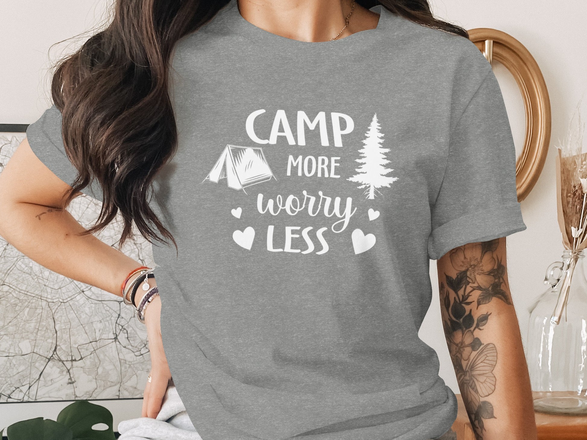 Camp More Worry Less Camping Adventure Graphic T-Shirt T-Shirt - Outdoor & Adventure Collection - Mile Marker 16 Gear by Cloud 16 Clothing Co.