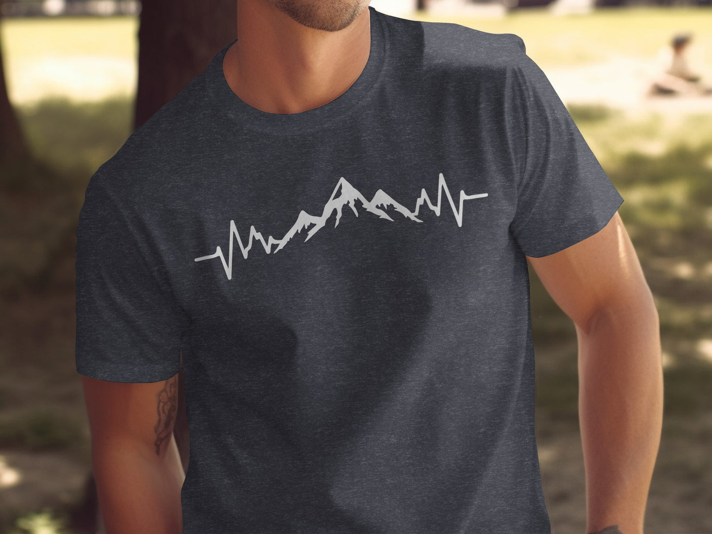 Mountain Heartbeat Line Illustration Graphic Design T-Shirt T-Shirt - Outdoor & Adventure Collection - Mile Marker 16 Gear by Cloud 16 Clothing Co.