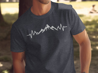 Mountain Heartbeat Line Illustration Graphic Design T-Shirt T-Shirt - Outdoor & Adventure Collection - Mile Marker 16 Gear by Cloud 16 Clothing Co.
